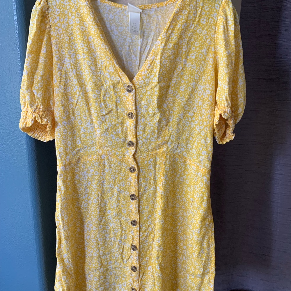 Yellow and white dress